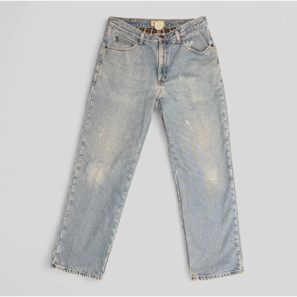 LL Bean Mens Classic Fit Flannel Lined Jeans Stonewashed Heavy 34x30